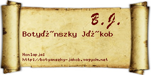 Botyánszky Jákob névjegykártya
